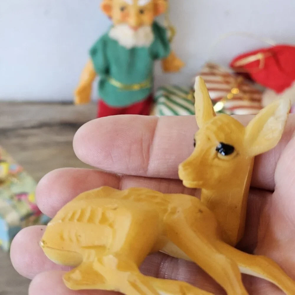 Vintage‎ MCM Kitschy Christmas Ornaments Decor Japan Santa Elf Deer Present